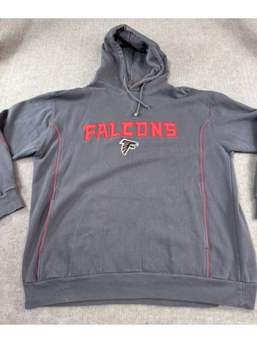 NFL Atlanta Falcons Gray Hoodie XLT With Red Logo Kangaroo Pocket Outdoor